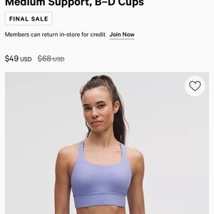 Lululemon Athletica Medium Support Sports Bra - Light Purple